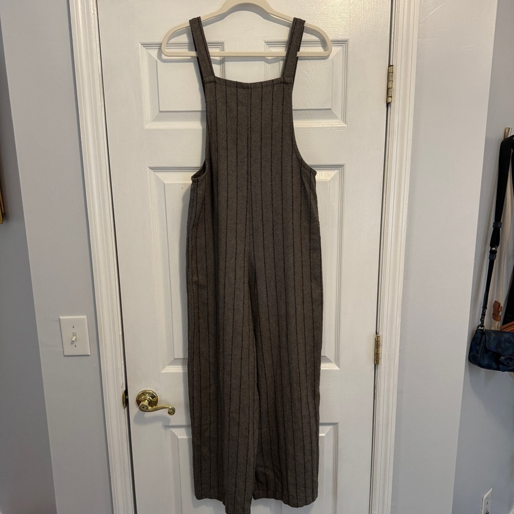 MUS & BOMBON Barcelona Striped Gray Wool Jumpsuit Overall Pants Small